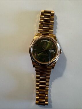 Gold Watch with Green Dial custom rose gold professionally plated